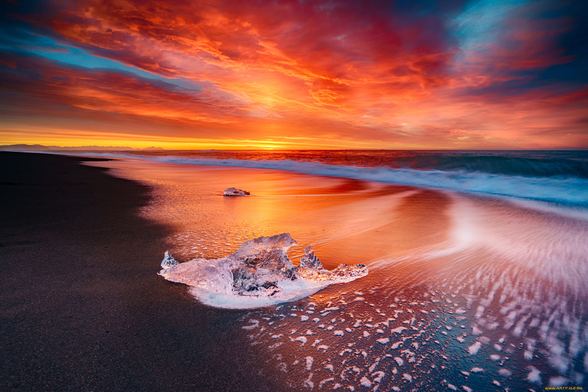 , , , sky, water, sun, sea, fire, iceland, beach, sunset, ice